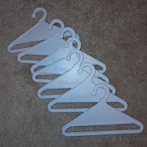 American Girl white plastic hangers for 18" doll clothes, LOT of 7